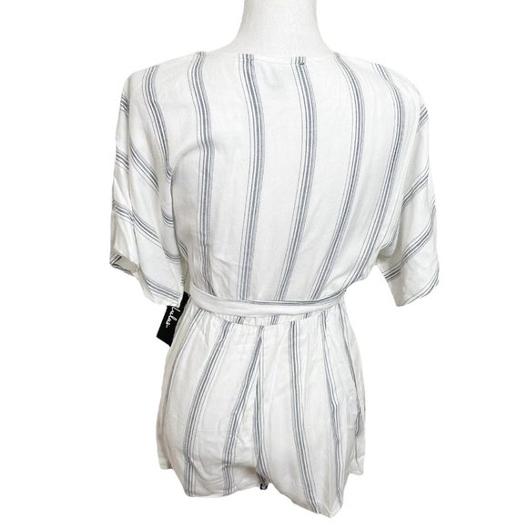 Lulus Climb Aboard Grey and White Striped Romper Women’s Size Small - Picture 8 of 13